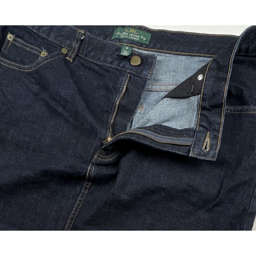 LRL Lauren Ralph Lauren Women’s Denim Mini Skirt Stretch Pockets Blue Size 16